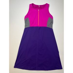 Title Nine Diamante Built In Bra Sleeveless Front Zip Athletic Dress Size Medium